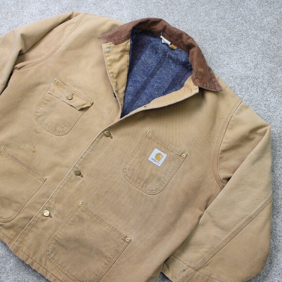 VTG Carhartt Jacket Mens XL Brown Detroit Chore Barn Blanket-Lined Distressed - Picture 2 of 16